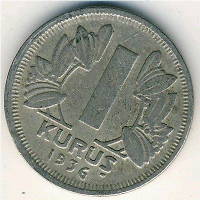 Турция 1 куруш 1936 год