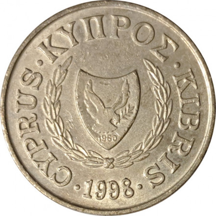 Кипр 10 центов 1998 год - Ваза с двумя птицами