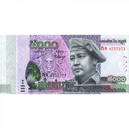 Камбоджа 5000 риелей 2015 год - Нородом Сианук. Мифическая змея Нага. Мост - UNC