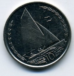 Остров Мэн 10 пенсов 1997 год - Парусник