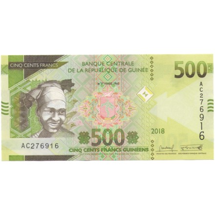 Гвинея 500 франков 2018 год - UNC