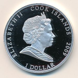 Острова Кука 1 доллар 2009 год - Международный год астрономии. Земля