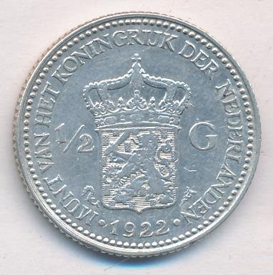 Нидерланды 1/2 гульдена 1922 год