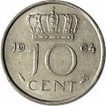Нидерланды 10 центов 1964 год