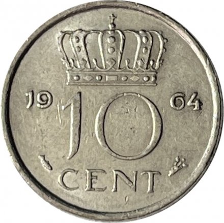 Нидерланды 10 центов 1964 год