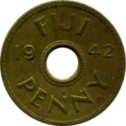 Монета Фиджи 1 пенни 1942 год