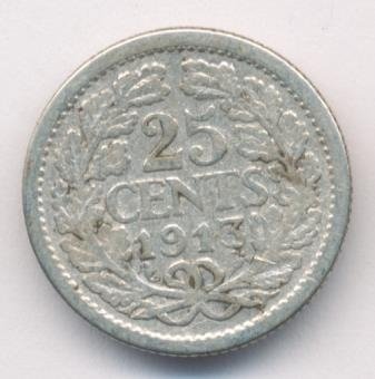 Нидерланды 25 центов 1913 год