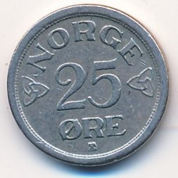 Норвегия 25 эре 1954 год