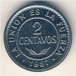 Боливия 2 сентаво 1987 год