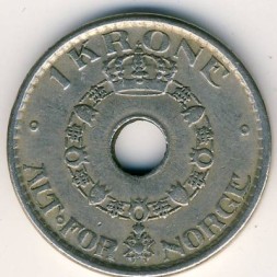 Монета Норвегия 1 крона 1950 год - Король Хокон VII