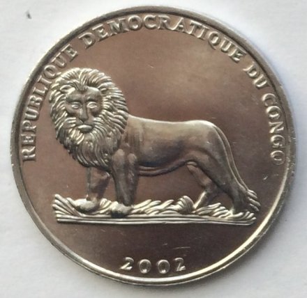 Конго 50 сентим 2002 год - Бабочка. Лев