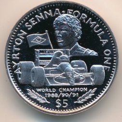 Либерия 5 долларов 1992 год