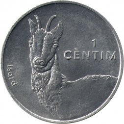 Андорра 1 сантим 2002 год - Пиренейская серна