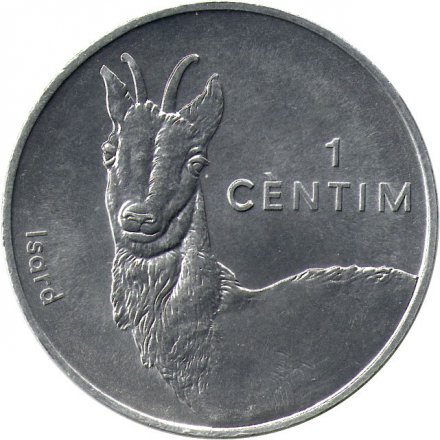 Андорра 1 сантим 2002 год - Пиренейская серна
