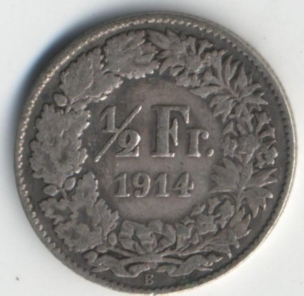 Швейцария 1/2 франка 1914 год