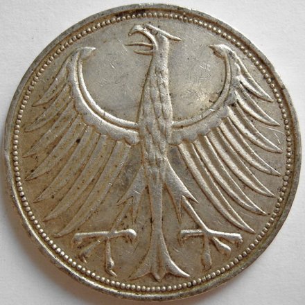 ФРГ 5 марок 1956 Орёл - J