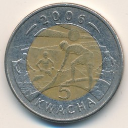Монета Малави 5 квача 2006 год
