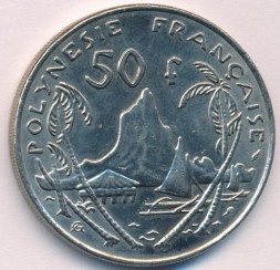 Монета Французская Полинезия 50 франков 1975 год
