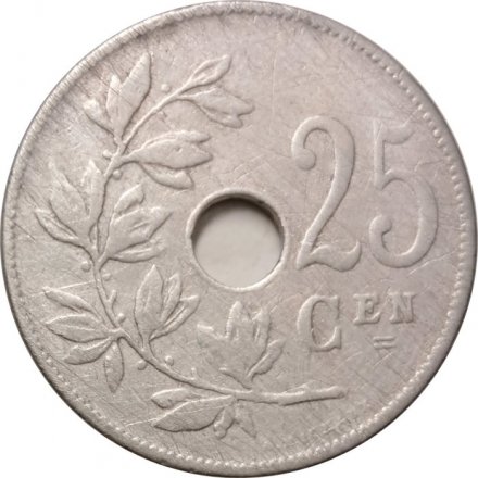 Бельгия 25 сантимов 1908 год BELGIE