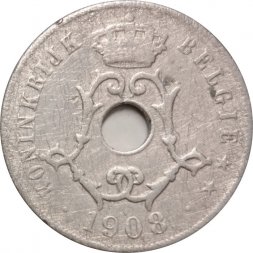 Бельгия 25 сантимов 1908 год BELGIE