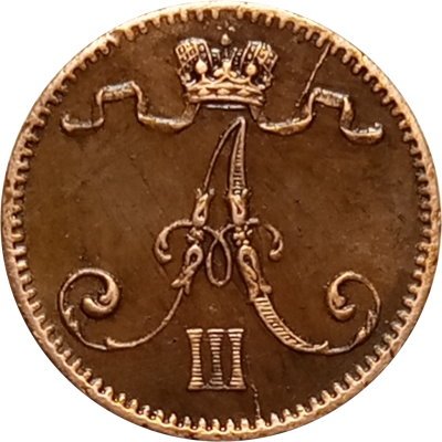 Финляндия 1 пенни 1883 год - Александр III - XF