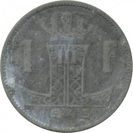 Бельгия 1 франк 1943 год BELGIQUE - BELGIE - F