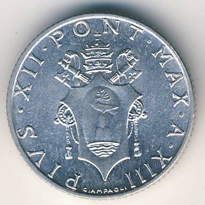 Ватикан 2 лиры 1951 год