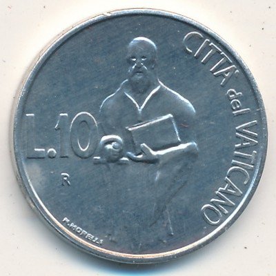 Ватикан 10 лир 1991 год