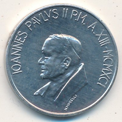 Ватикан 10 лир 1991 год