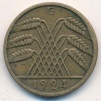 Веймарская республика 10 рентенпфеннигов 1924 год (G)
