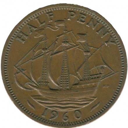 Великобритания 1/2 пенни 1960 год