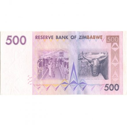 Зимбабве 500 долларов 2007 год - XF