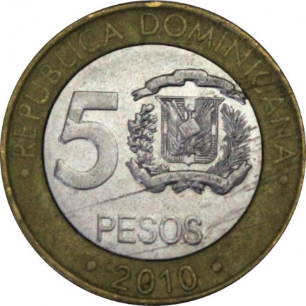 Доминиканская республика 5 песо 2010 год