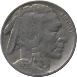 США 5 центов 1930 год - Buffalo Nickel (Без отметки МД)