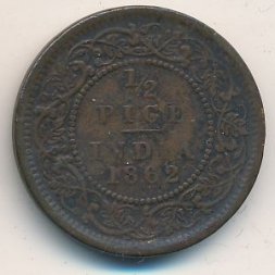 Британская Индия 1/2 пайса 1862 год