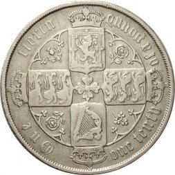 Великобритания 2 шиллинга (1 флорин) 1883 год - Готический флорин