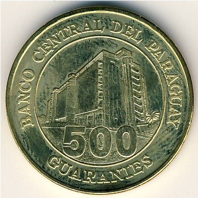 Парагвай 500 гуарани 2002 год - Бернардино Кабальеро