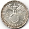 Третий Рейх 2 рейхсмарки 1939 год - Пауль фон Гинденбург (A)