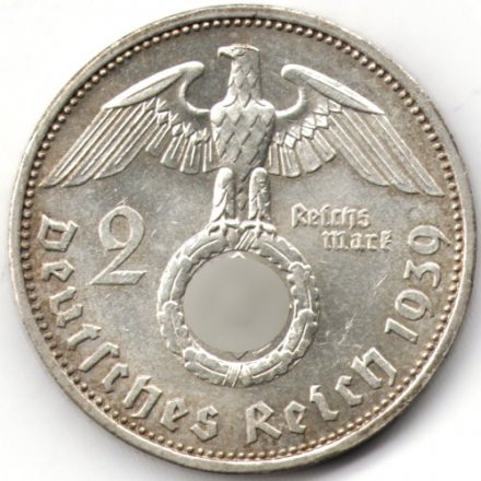 Третий Рейх 2 рейхсмарки 1939 год - Пауль фон Гинденбург (A)