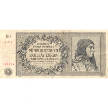 Чехословакия (Протекторат Богемия и Моравия) 50 крон 1944 год - F-VF