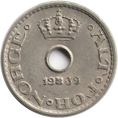 Норвегия 10 эре 1939 год - Король Хокон VII