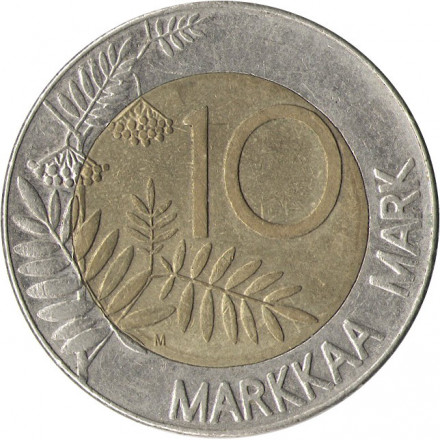 Финляндия 10 марок 1995 год - Глухарь