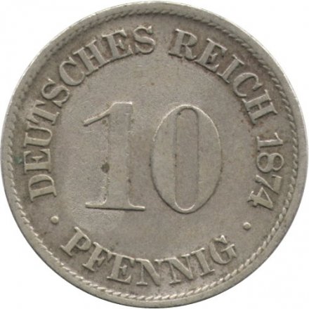 Германия 10 пфеннигов 1874 год (F)