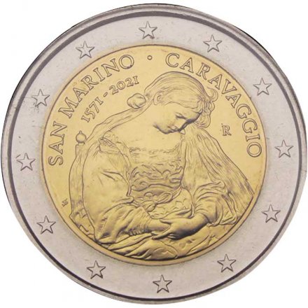 Сан-Марино 2 евро 2021 год - 450 лет со дня рождения Караваджо