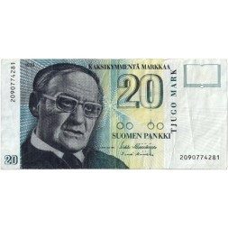 Финляндия 20 марок 1993 год - Финский писатель Вяйнё Линна - VF