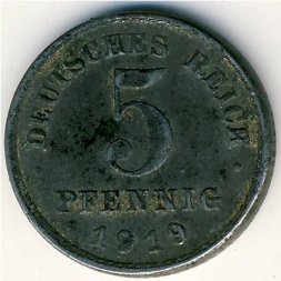 Германия 5 пфеннигов 1919 год