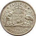 Австралия 1 флорин (2 шиллинга) 1962 год - Герб. Кенгуру и страус