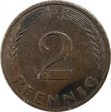 Германия 2 пфеннига 1950 год (G) 