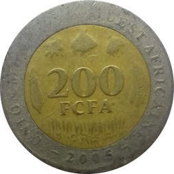 Западная Африка 200 франков 2005 год