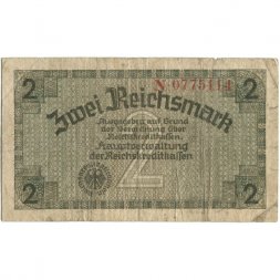 Германия 2 рейхсмарки 1939-1945 годов выпуска - Немецкие оккупационные территории - F
